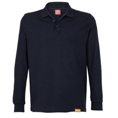 polera pique manga larga negra hombre