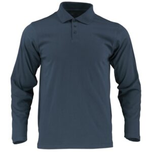 Polera piqué corporativa color azul marino con logo de empresa bordado en alta definición